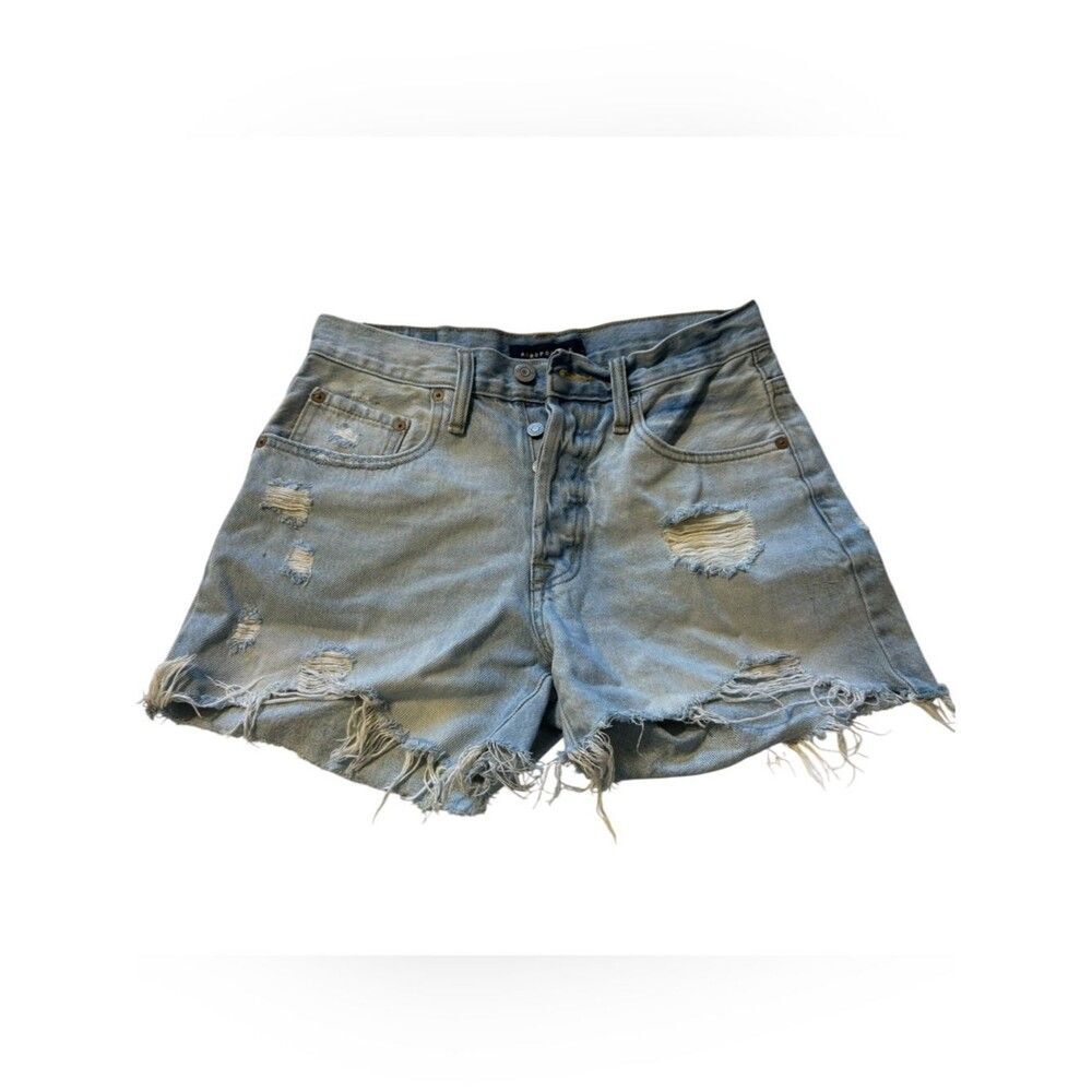 Aeropostale Distressed Women's Denim Shorts - Light Blue Size 4 3-4 inch inseam - Picture 1 of 7